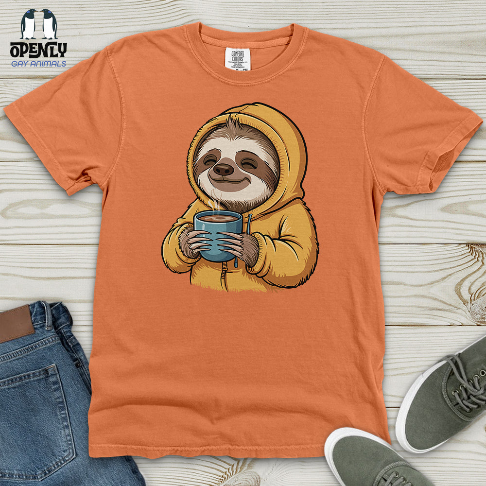 Sloth With Coffee Heavy Cotton Comfort Colors Tee
