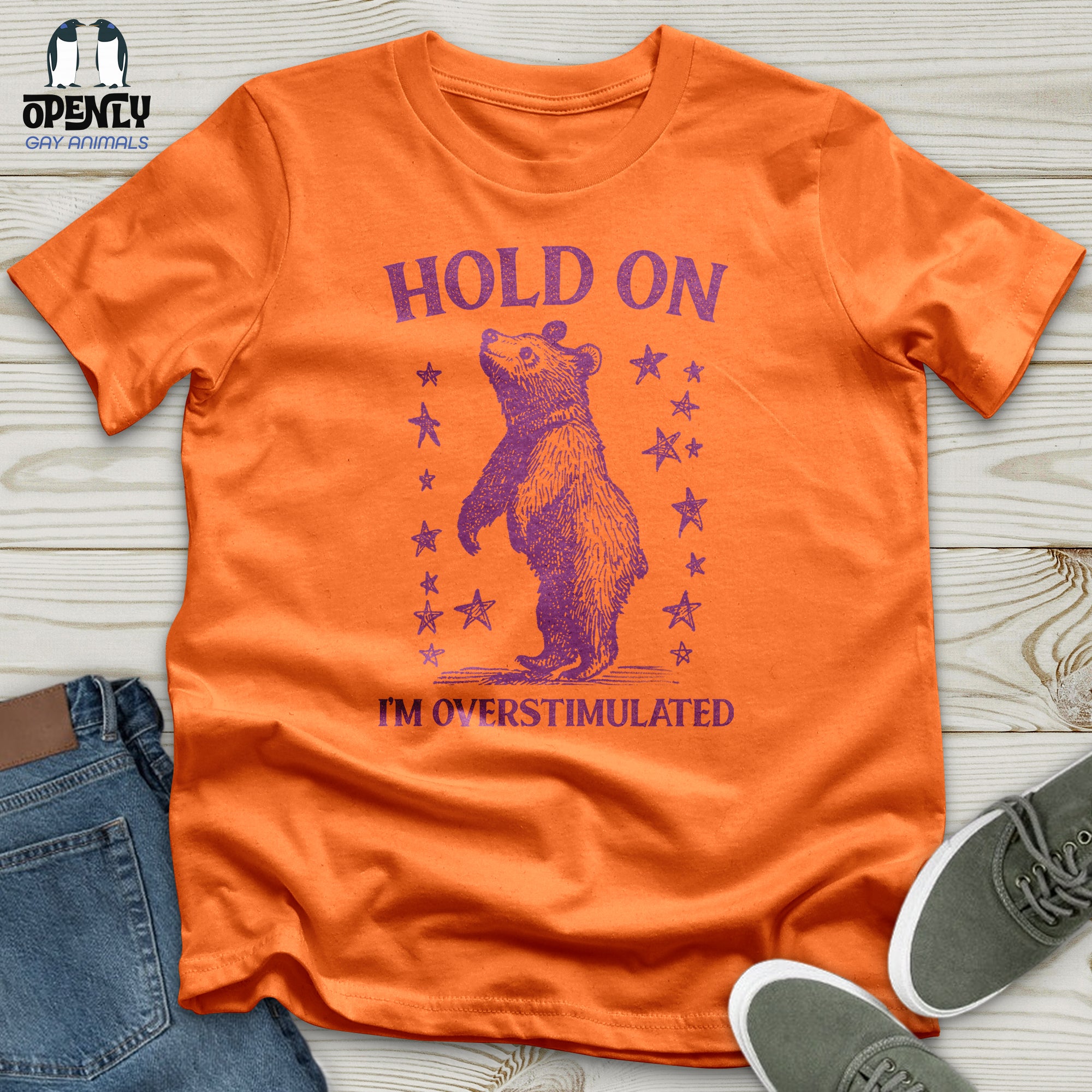 Hold On I'm Overstimulated Bear Unisex t-shirt