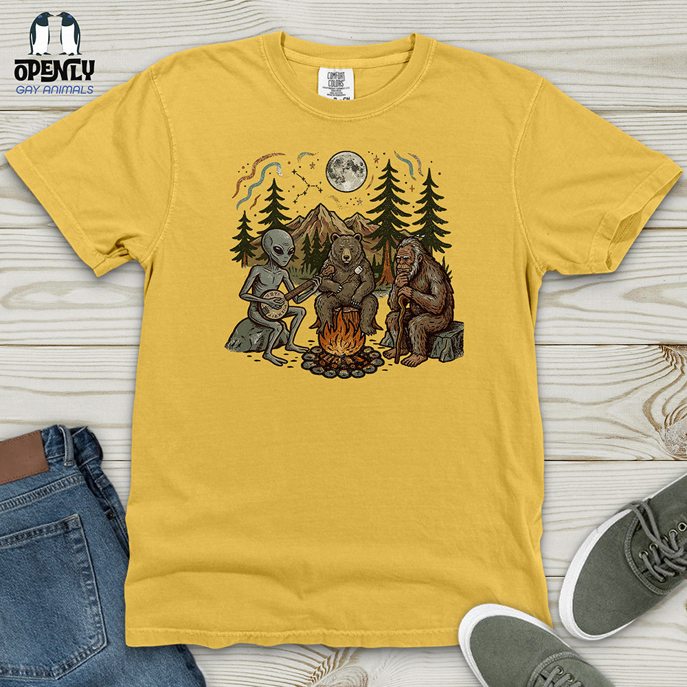 Bigfoot Alien Camping Heavy Cotton Comfort Colors Tee