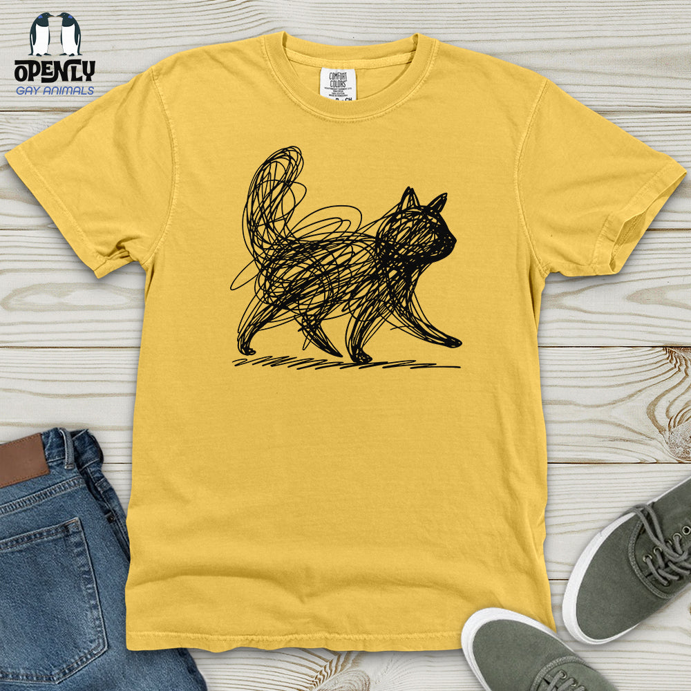 Scribble Cat Heavy Cotton Comfort Colors Tee