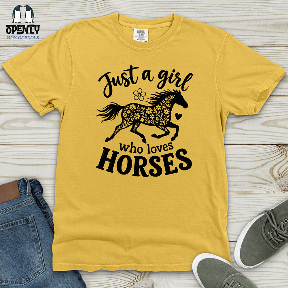 Floral Horse Silhouette Heavy Cotton Comfort Colors Tee
