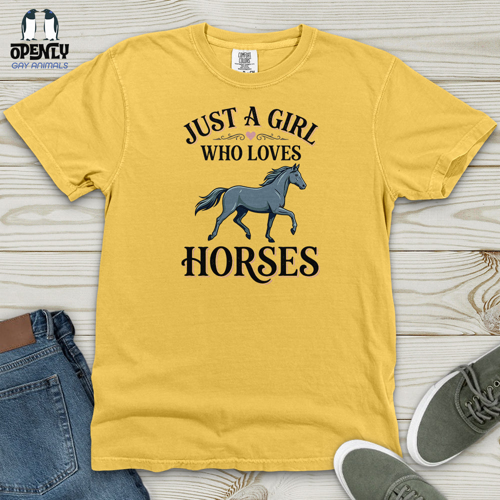 Just A Girl Who Loves Horses Heavy Cotton Comfort Colors Tee