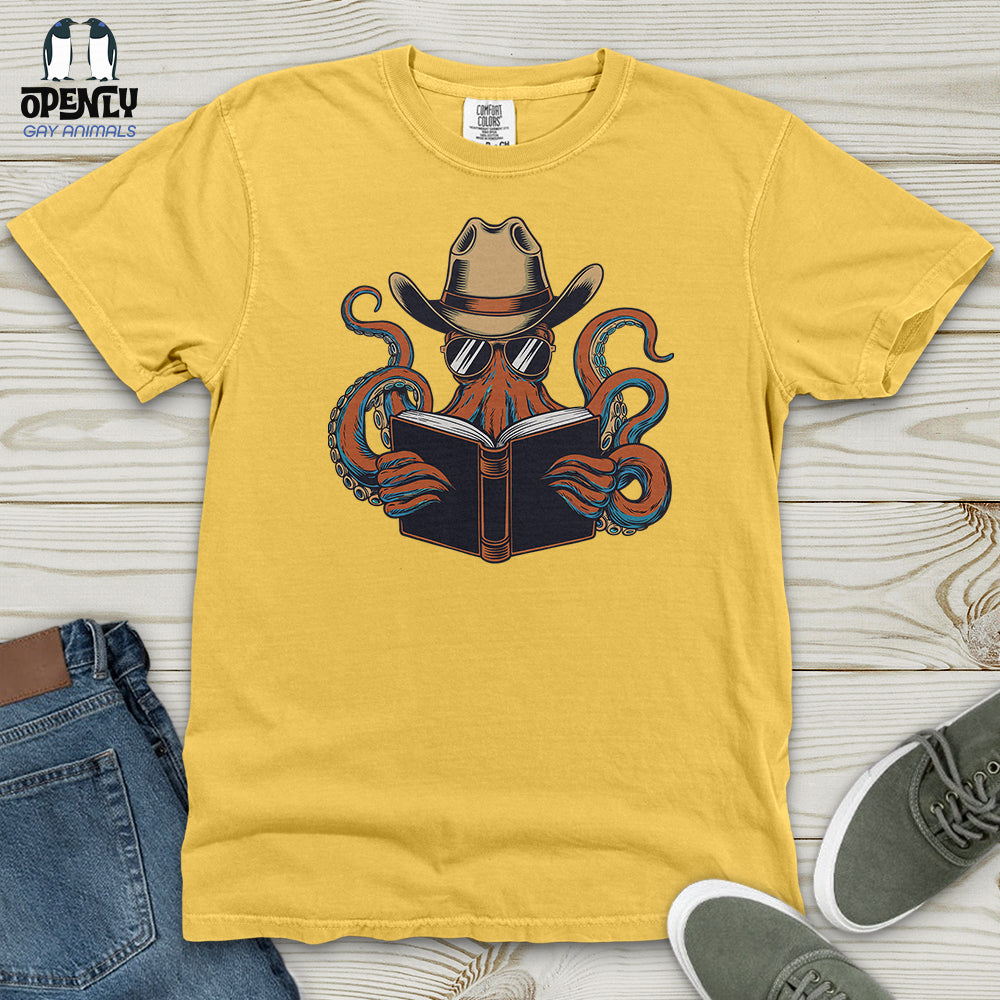 Octopus Reading Book Heavy Cotton Comfort Colors Tee
