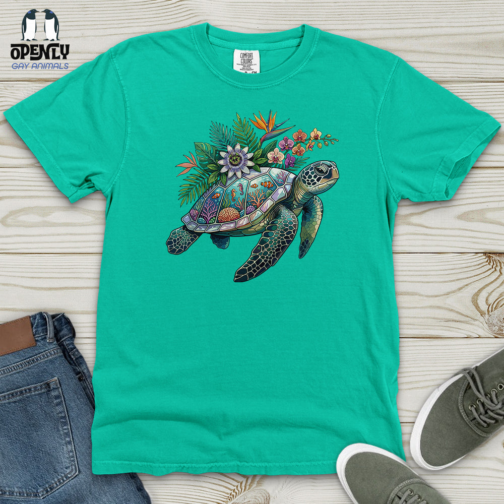 Floral Turtle Heavy Cotton Comfort Colors Tee