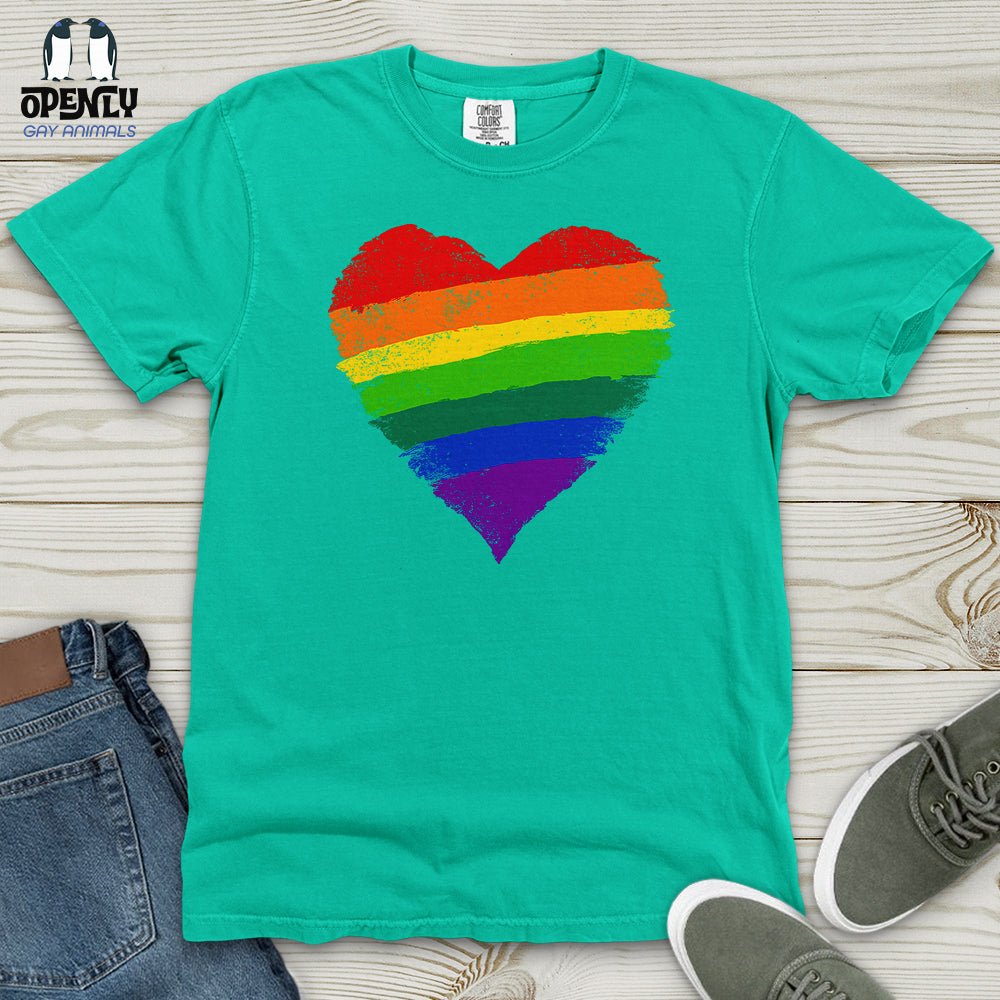Rainbow Heart Lgbt Ally Heavy Cotton Comfort Colors Tee