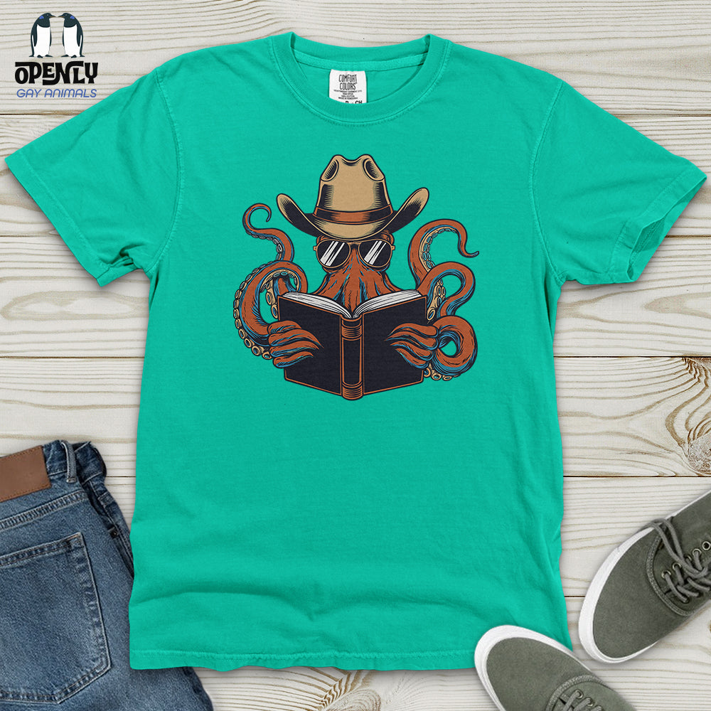 Octopus Reading Book Heavy Cotton Comfort Colors Tee