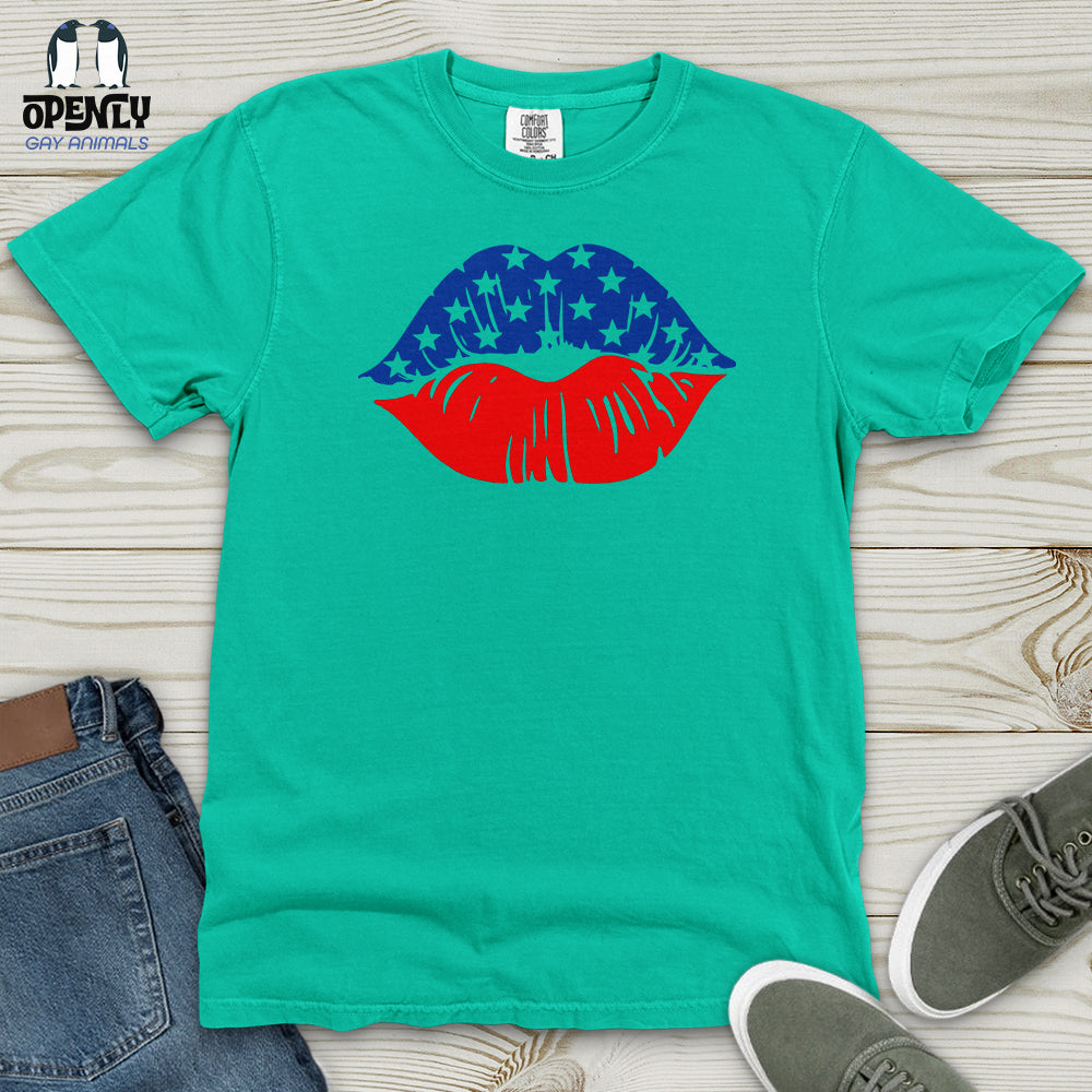 USA Flag Lips Heavy Cotton Comfort Colors Tee