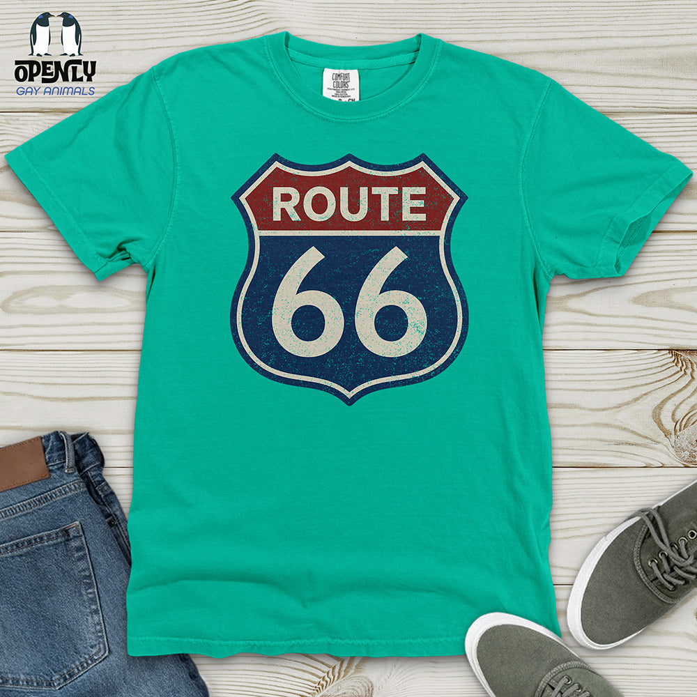 Vintage Route 66 Sign Heavy Cotton Comfort Colors Tee