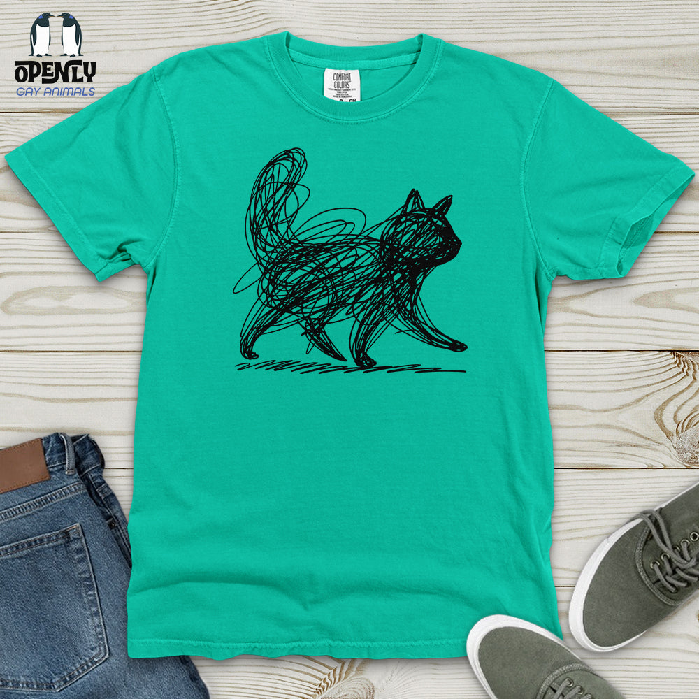 Scribble Cat Heavy Cotton Comfort Colors Tee
