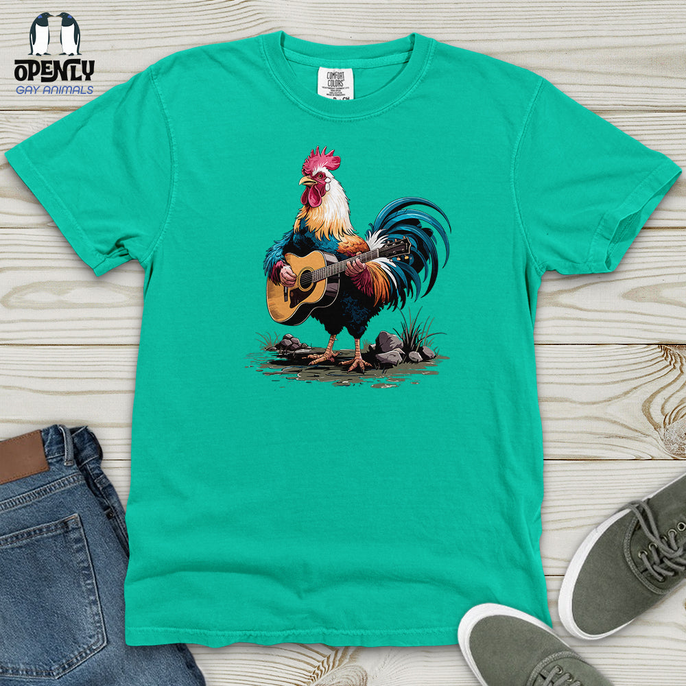 Rooster Playing Gutter Heavy Cotton Comfort Colors Tee