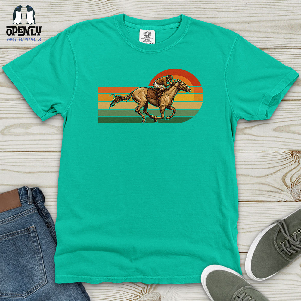 Horse Racing Retro Sunset Heavy Cotton Comfort Colors Tee