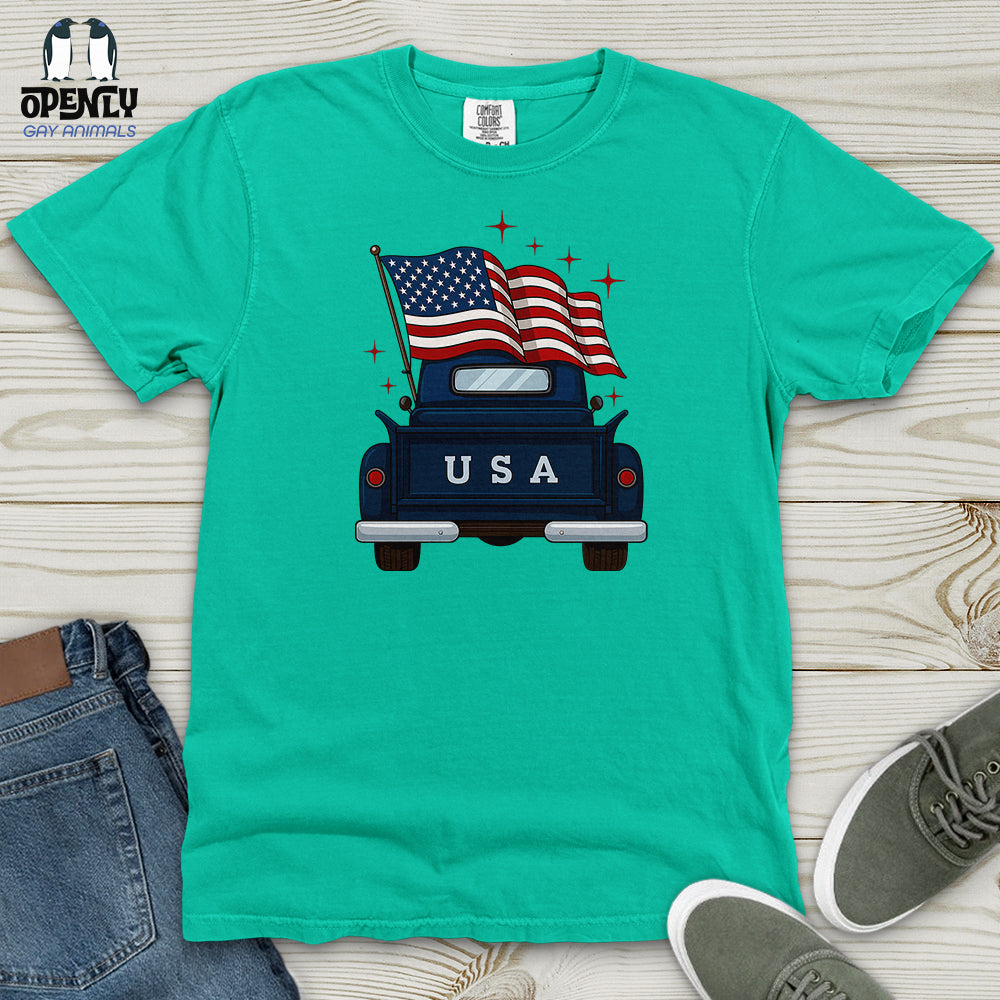 Happy Memorial Day Farm Truck Heavy Cotton Comfort Colors Tee