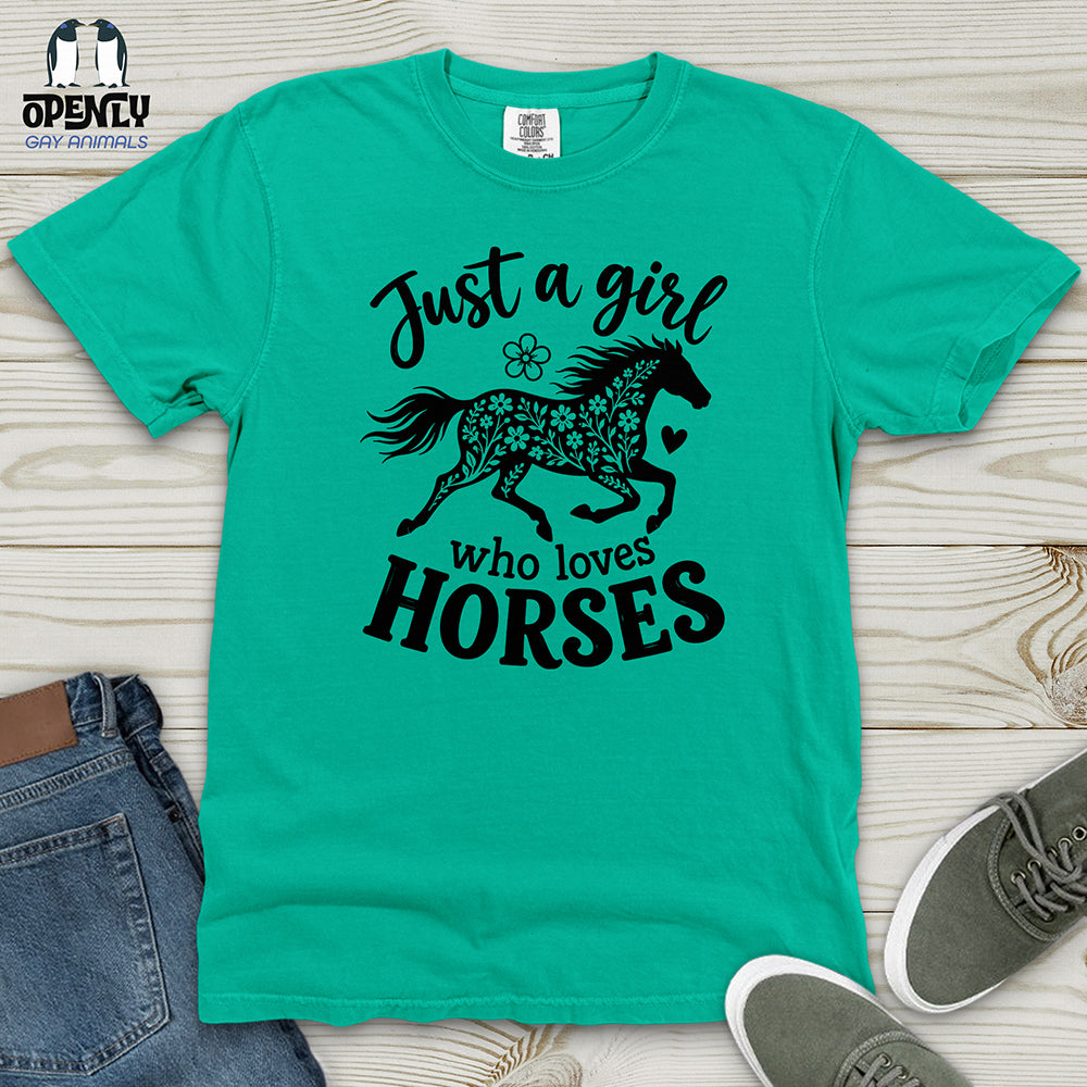 Floral Horse Silhouette Heavy Cotton Comfort Colors Tee