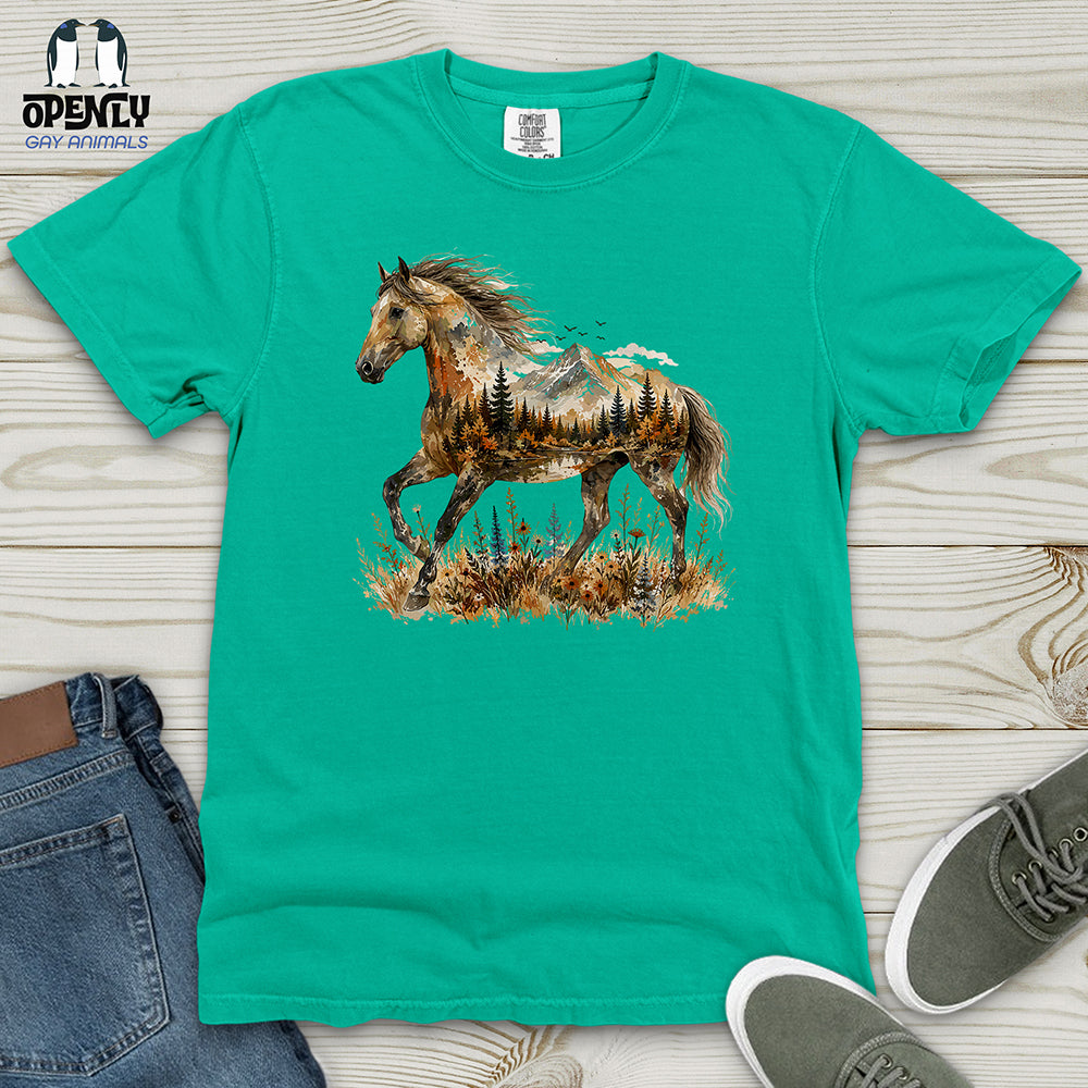 Horse in Mountain Forest Heavy Cotton Comfort Colors Tee