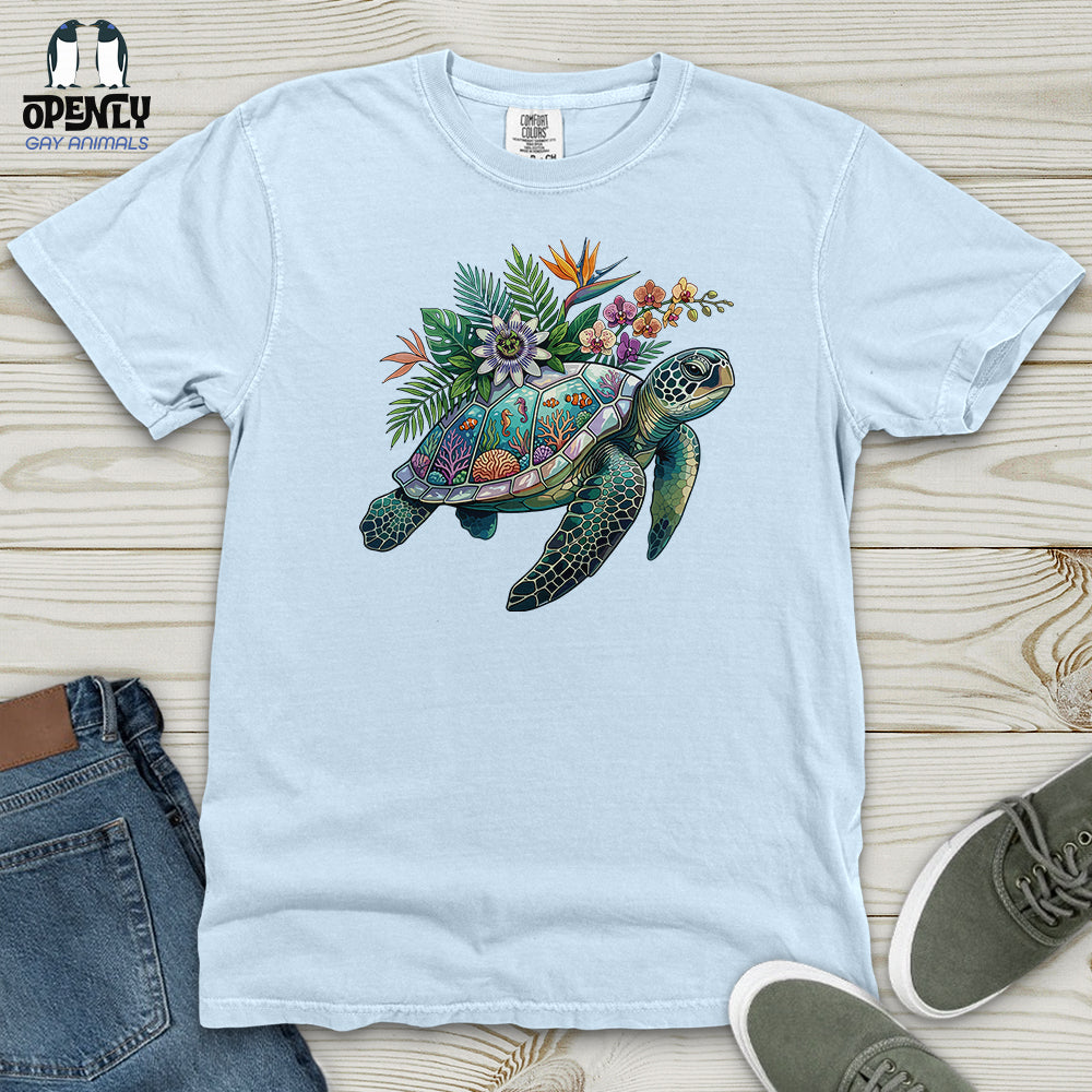Floral Turtle Heavy Cotton Comfort Colors Tee
