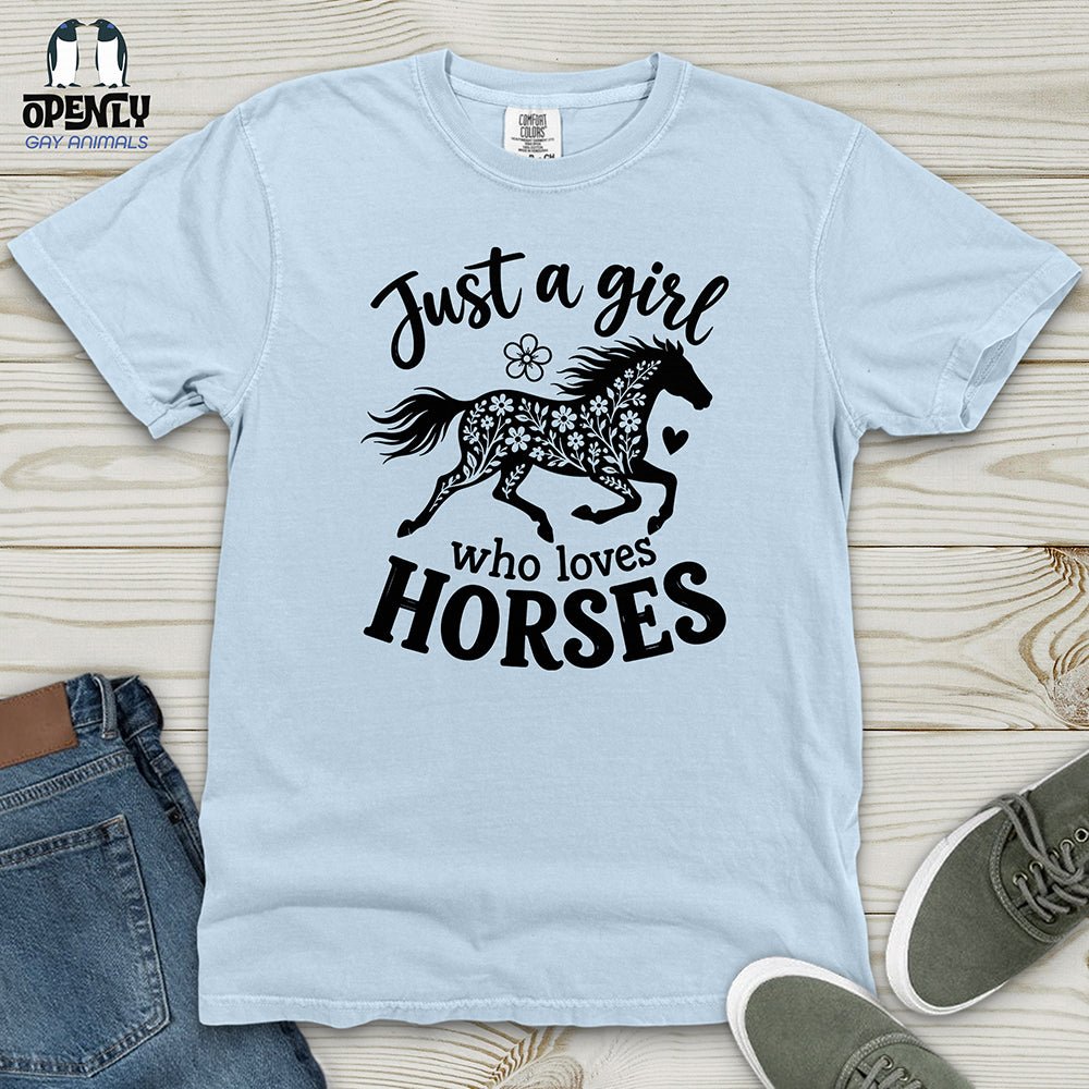 Floral Horse Silhouette Heavy Cotton Comfort Colors Tee