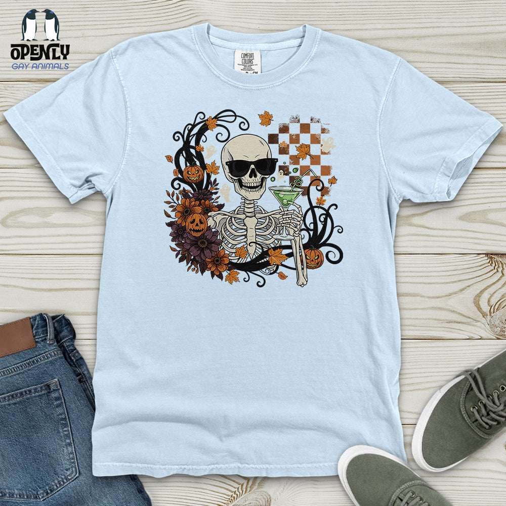 Skeleton Drink Wine Heavy Cotton Comfort Colors Tee