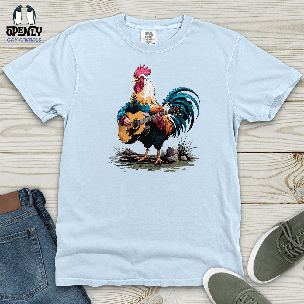 Rooster Playing Gutter Heavy Cotton Comfort Colors Tee