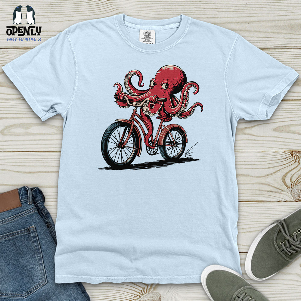 Octopus Riding Bicycle Heavy Cotton Comfort Colors Tee