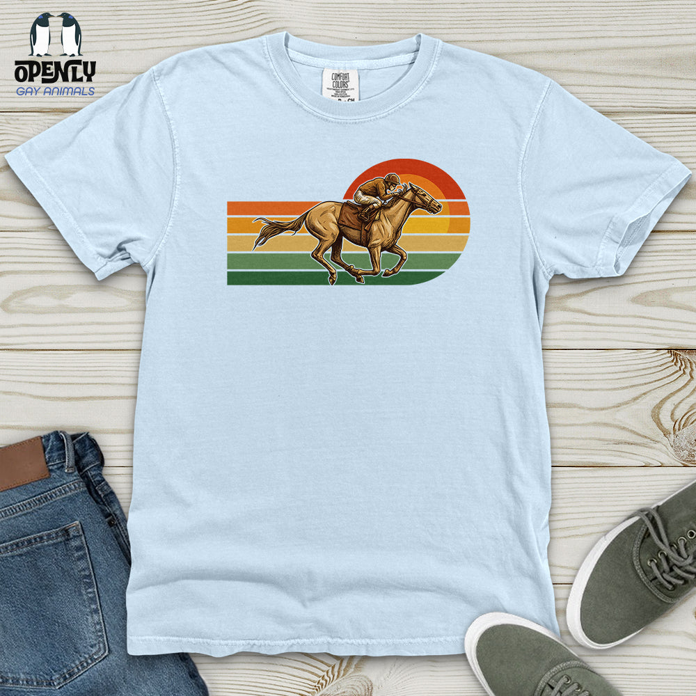 Horse Racing Retro Sunset Heavy Cotton Comfort Colors Tee