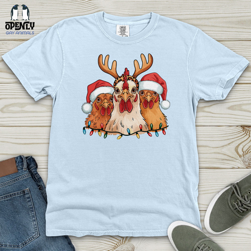 Christmas Chickens Heavy Cotton Comfort Colors Tee