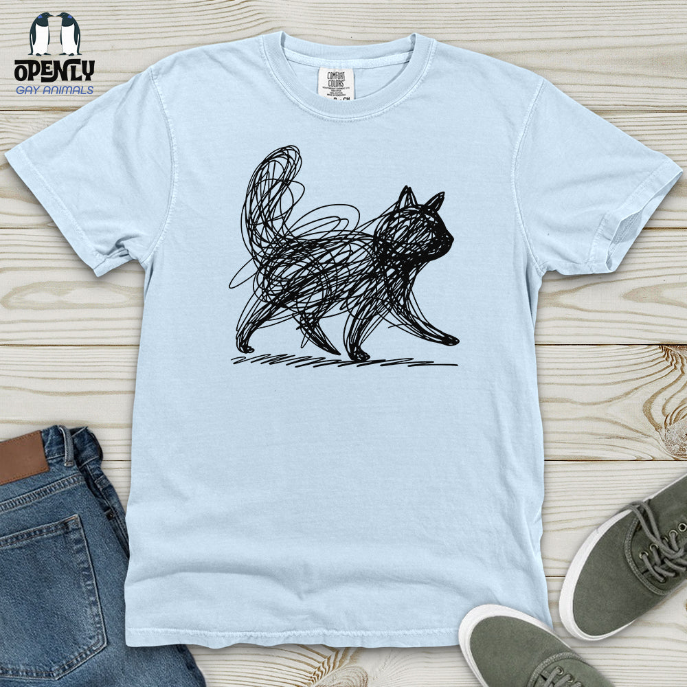 Scribble Cat Heavy Cotton Comfort Colors Tee