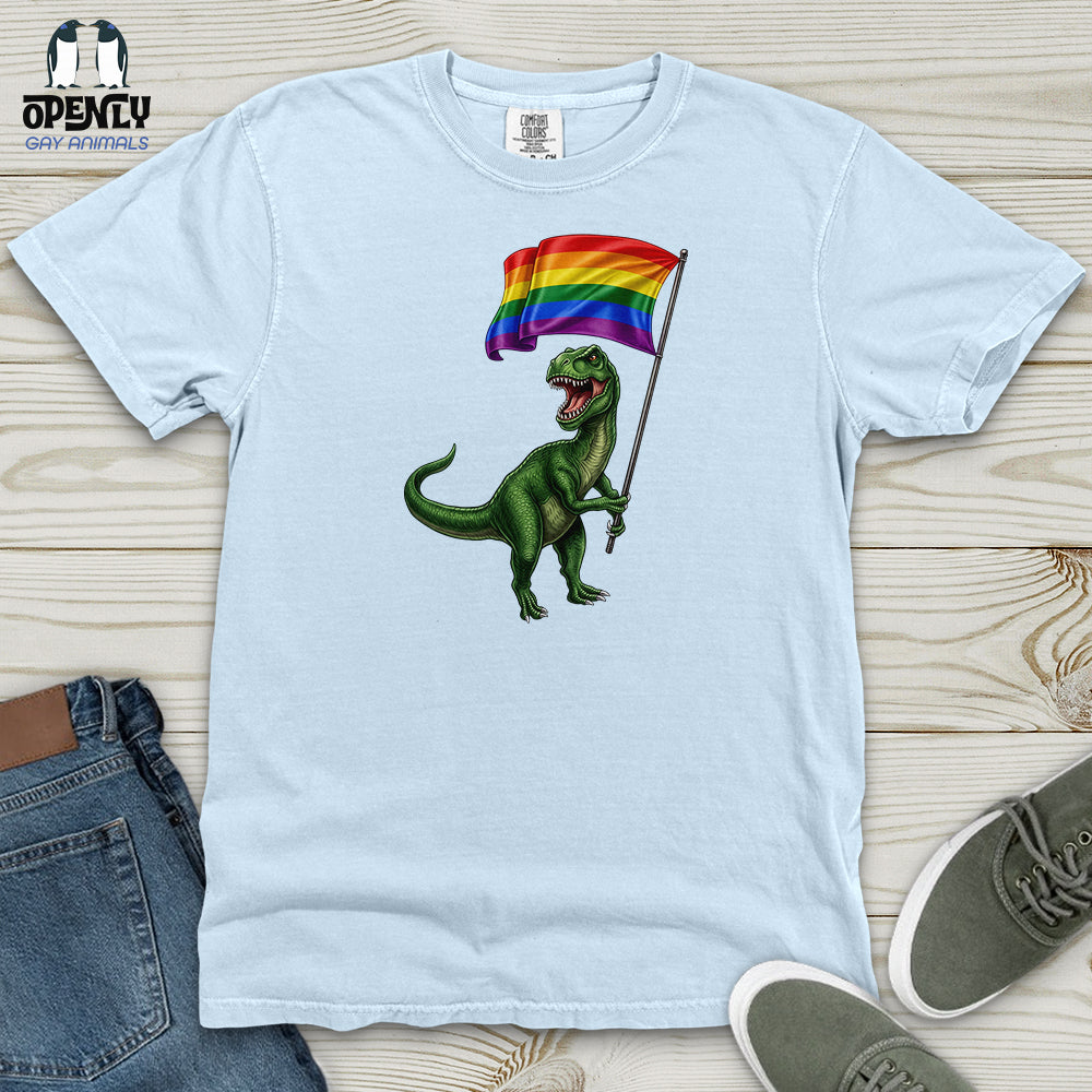 Dinosaur With Flag Heavy Cotton Comfort Colors Tee
