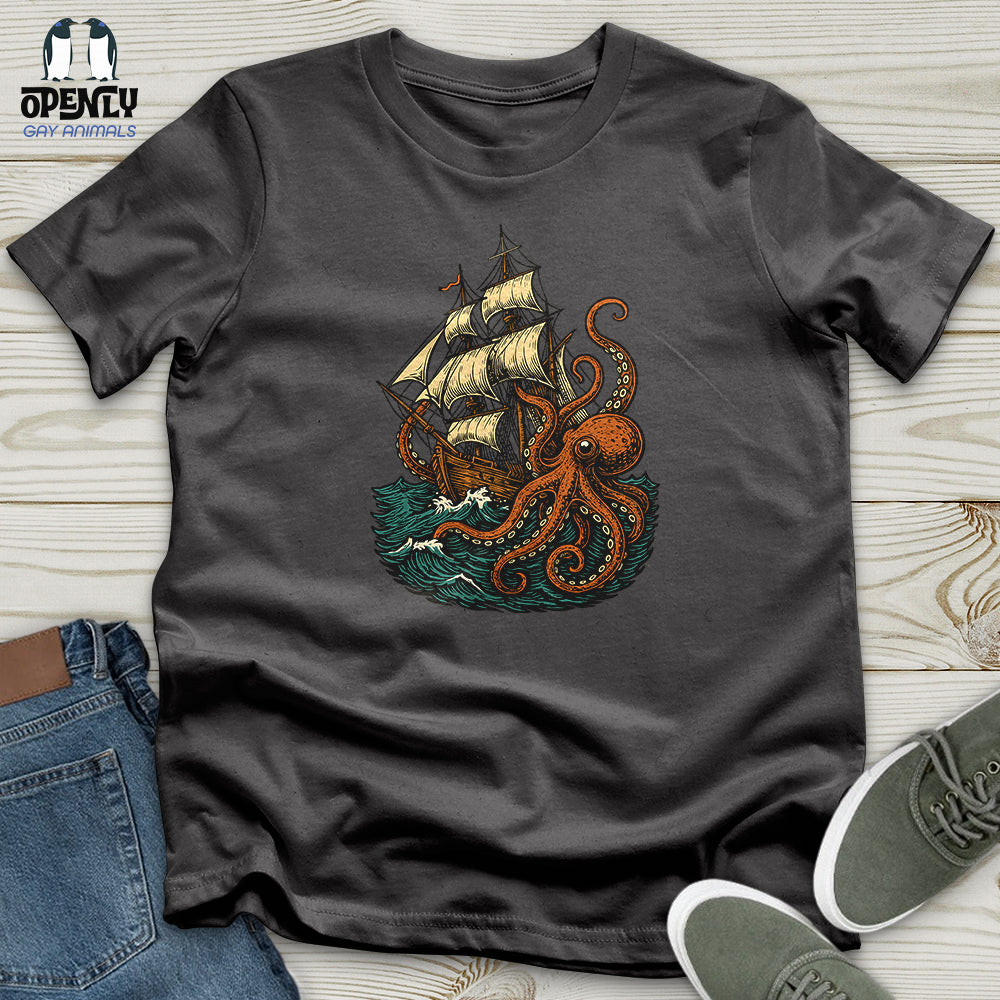 Octopus Attack Pirate Ship Softstyle Tee