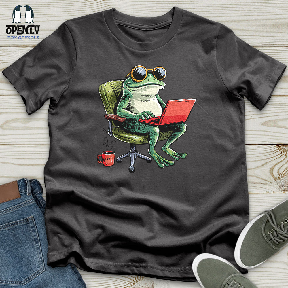 A Frog in a Productive Day  With Coffee Softstyle Tee