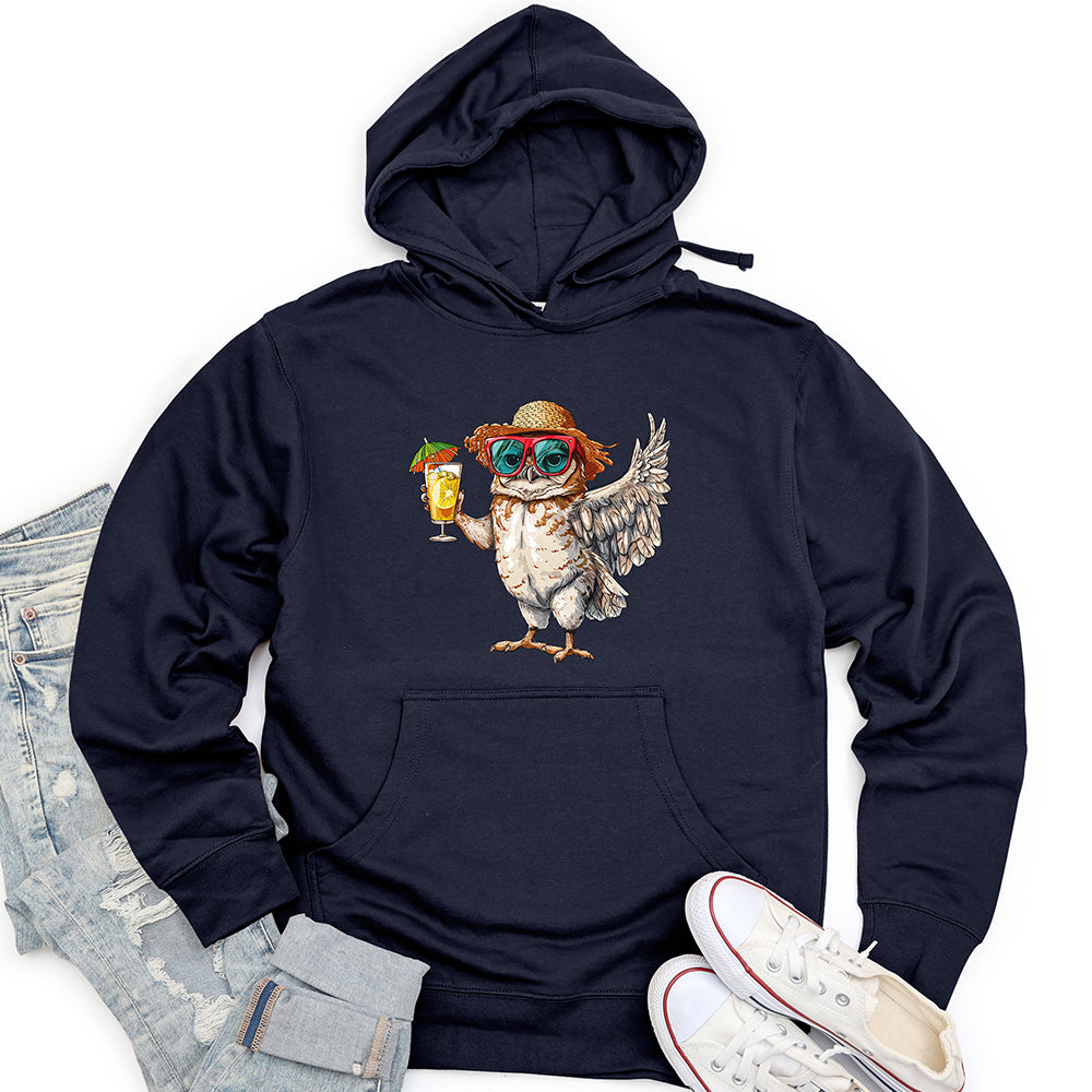 Owl Beach Vacation Unisex Midweight Hoodie