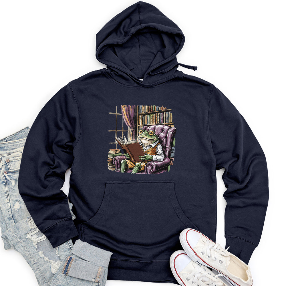 Frog Reading Book Unisex Midweight Hoodie