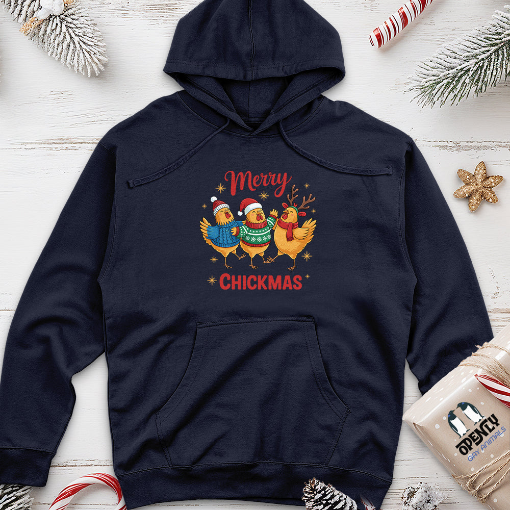 Merry Chickmas Unisex Midweight Hoodie