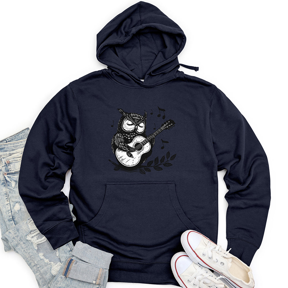 Owl Guitar Serenade Unisex Midweight Hoodie