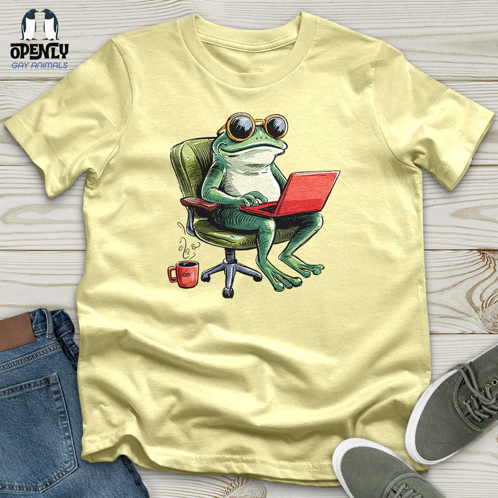 A Frog in a Productive Day  With Coffee Softstyle Tee