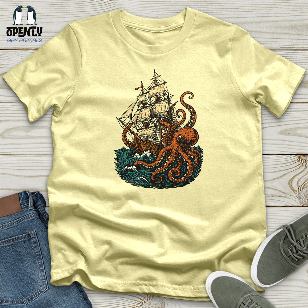 Octopus Attack Pirate Ship Softstyle Tee