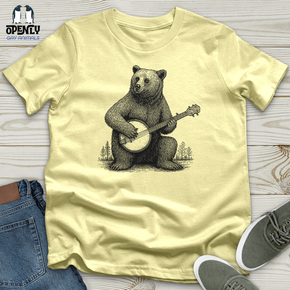 Bear Playing Banjo Softstyle Tee