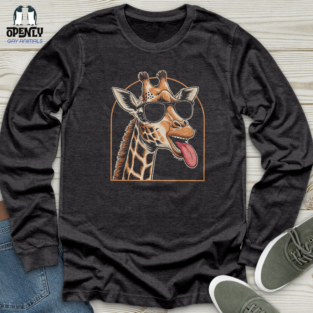 Giraffe Sticking Her Tongue Out Unisex Long Sleeve Tee
