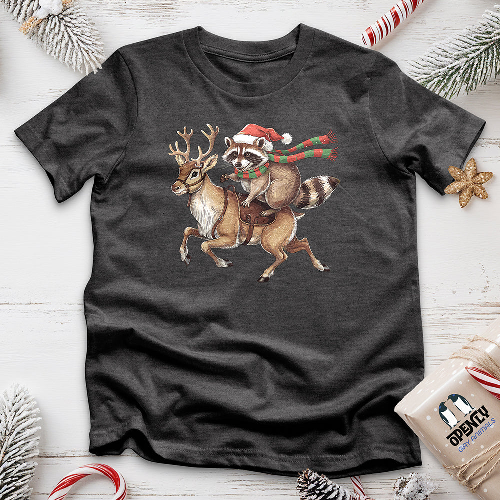 Raccoon Riding Reindeer Unisex t-shirt