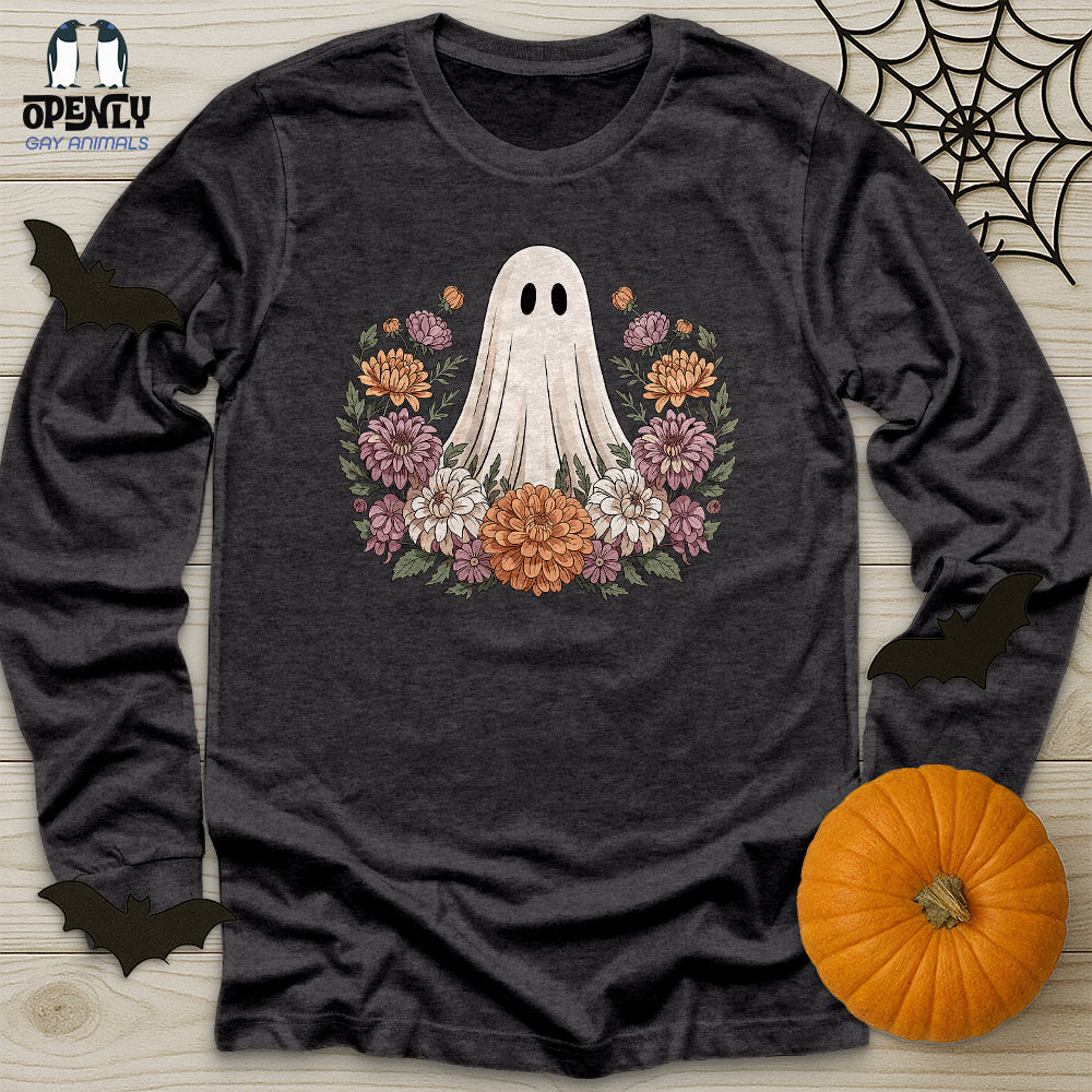 Floral Halloween Ghost Unisex Long Sleeve Tee