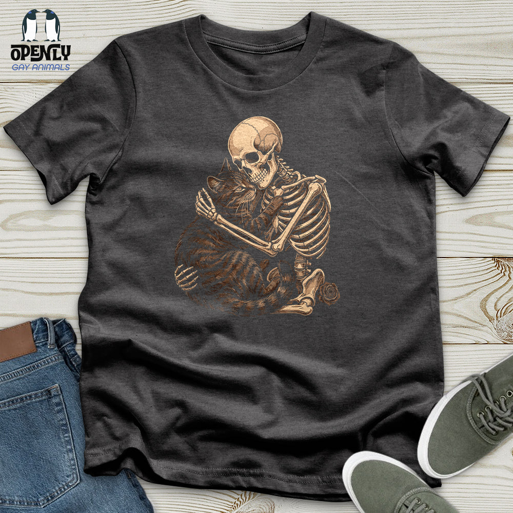 Skeleton Hugging Cat Unisex T-Shirt