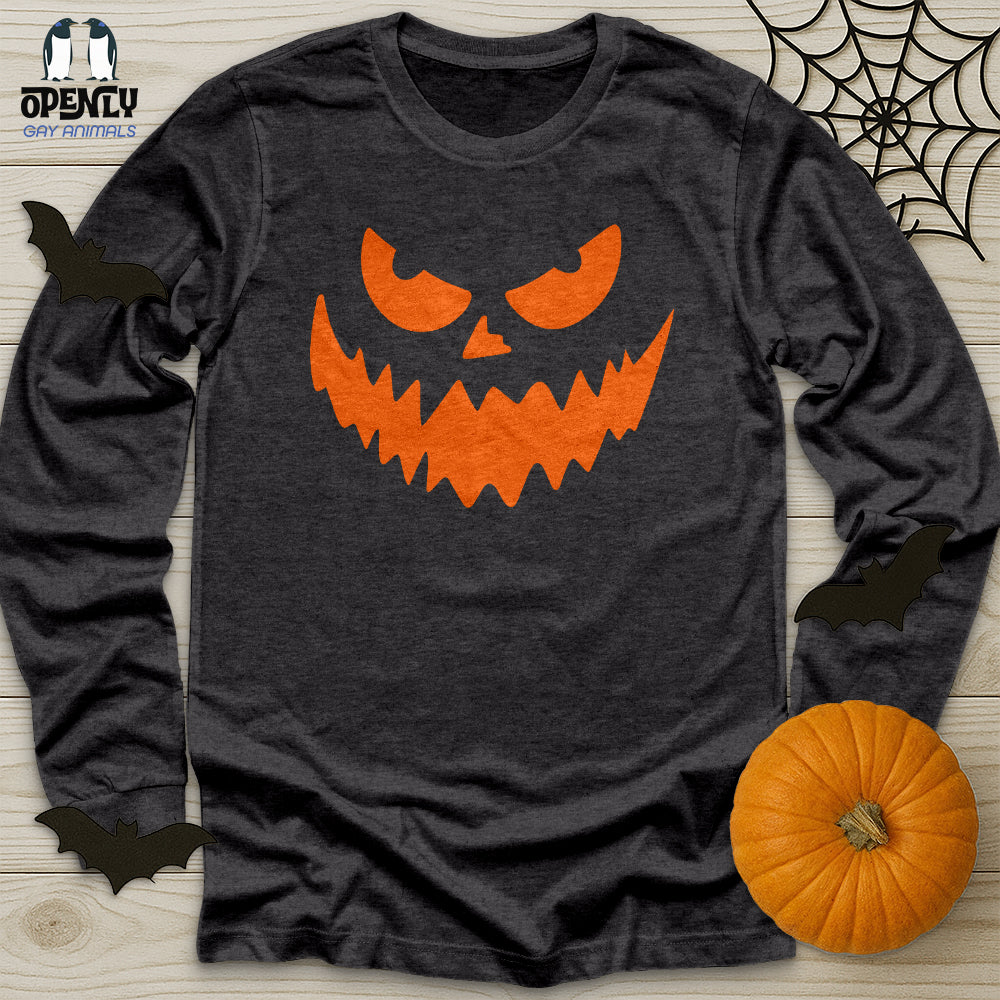 Scary Pumpkin Face Unisex Long Sleeve Tee