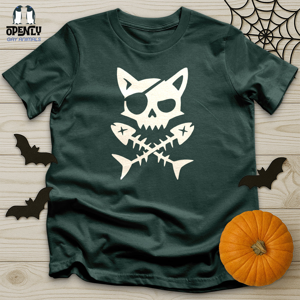 Pirate Cat and Fish Skull Unisex T-Shirt