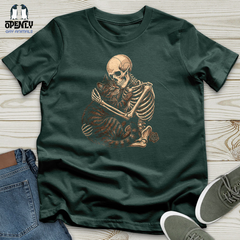 Skeleton Hugging Cat Unisex T-Shirt