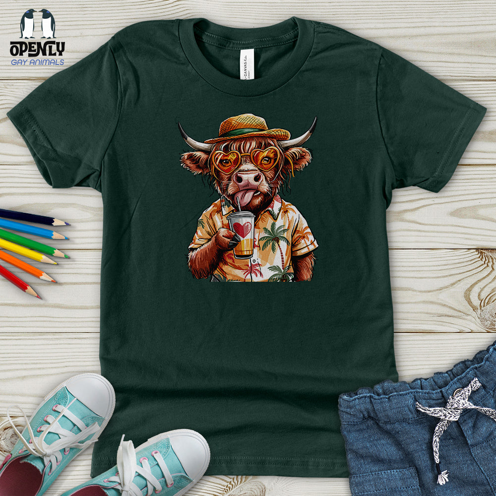 Summer Highland Cow Youth T-Shirt