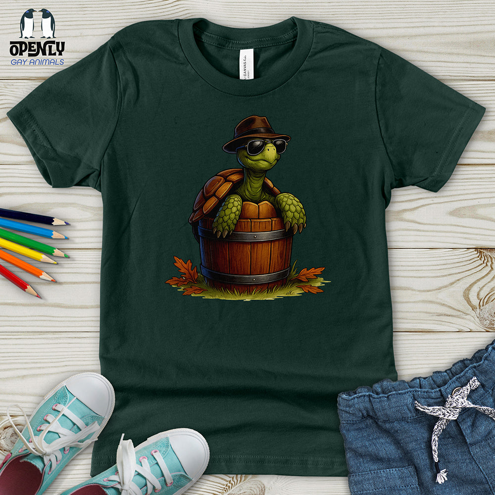 Cool Turtle in a Barrel Youth T-Shirt