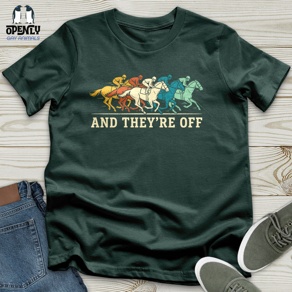And They're Off Unisex T-Shirt