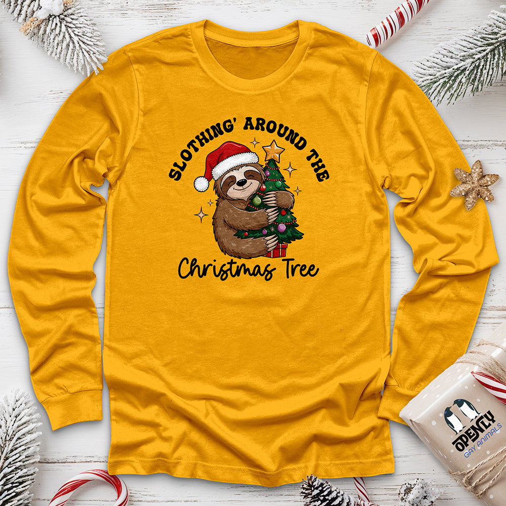 Slothing Around The Christmas Tree Unisex Long Sleeve Tee