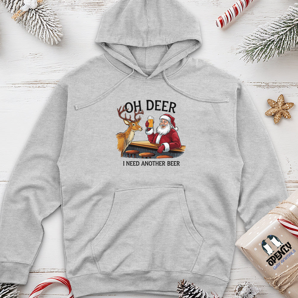 Oh Deer I Need Another Beer Unisex Midweight Hoodie
