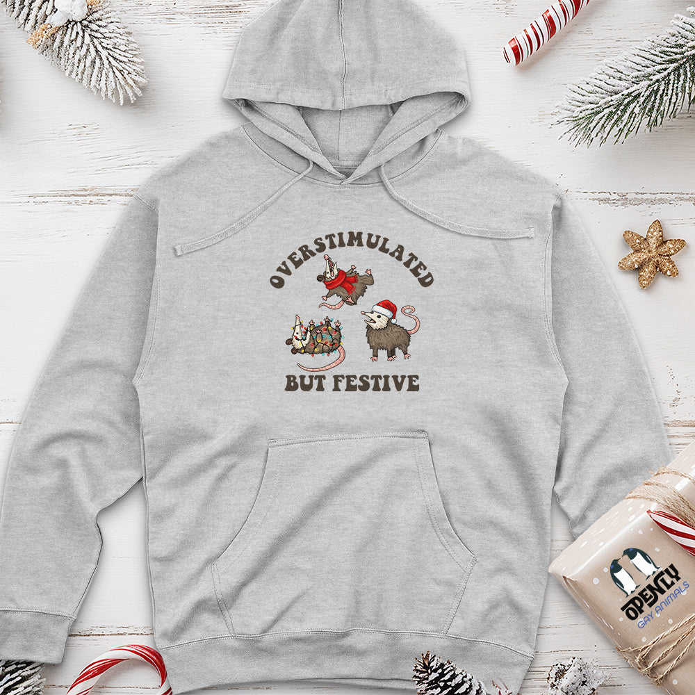 Overstimulated but Festive Unisex Midweight Hoodie