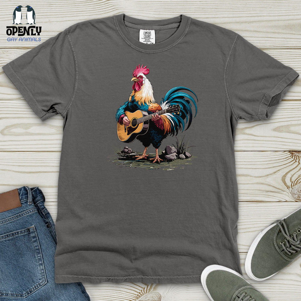 Rooster Playing Gutter Heavy Cotton Comfort Colors Tee